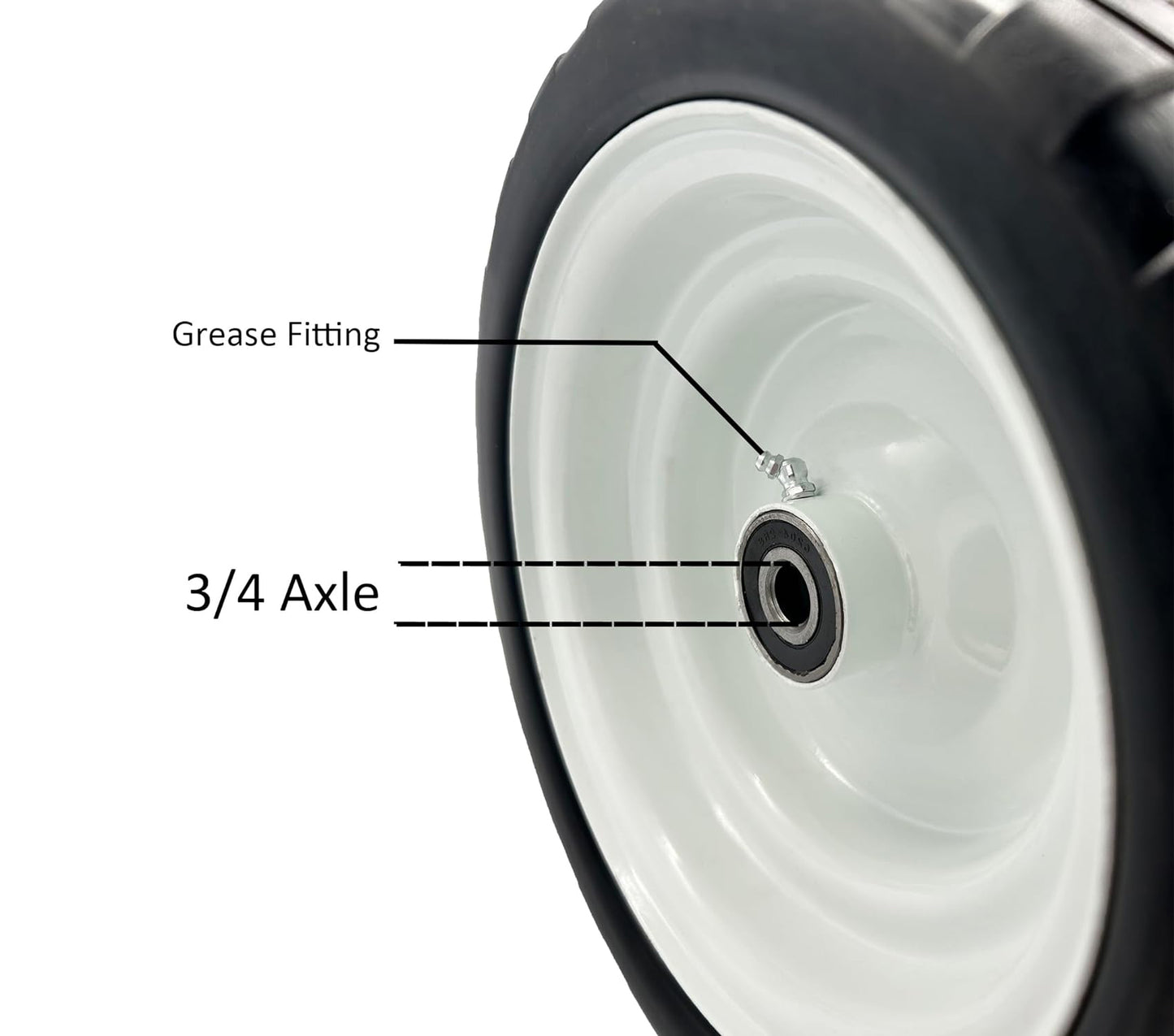 12x6.00-6 Flat Free Tire, 5/8 & 3/4 Bearing and 3" Center Hub Replacement for Bad Boy Mower