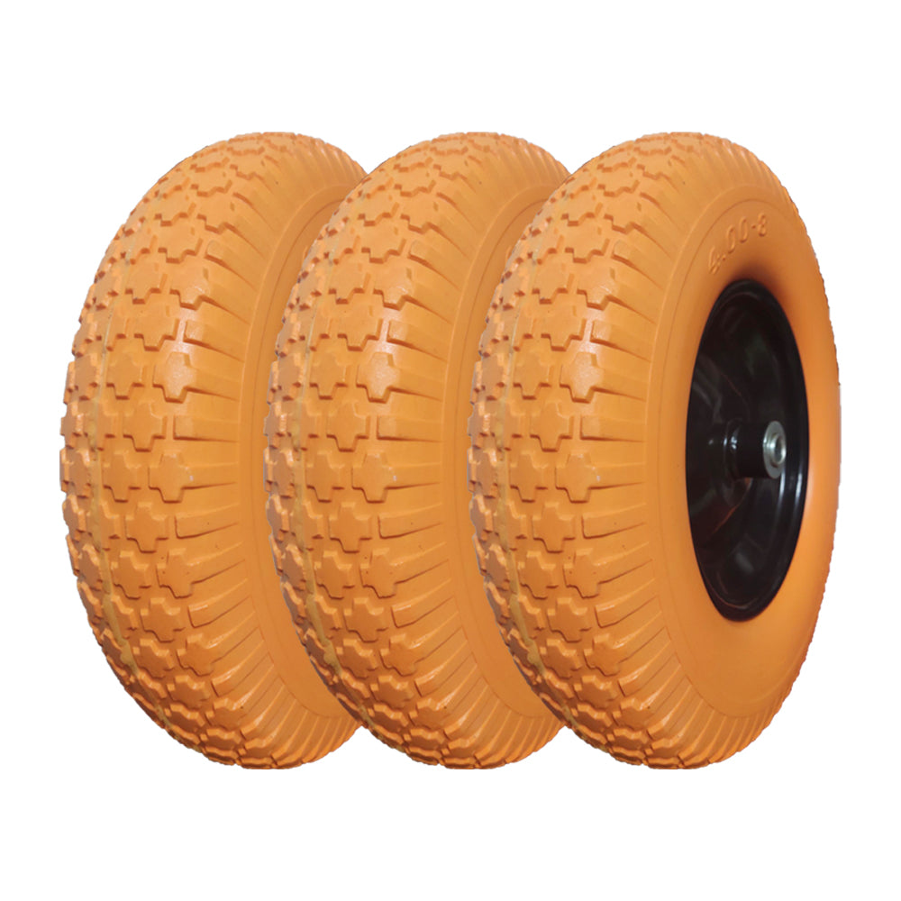 4.80/4.00 x 8 tire, 3/4 & 5/8 Bearings, 3.5" Center Hub 16 inch Flat Free Wheelbarrow Tire