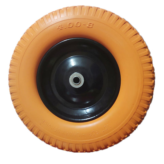 16 in. Flat Free Wheelbarrow Tire 4.80/4.00-8 with 3/4 & 5/8 Bearings, 3.5" Center Hub