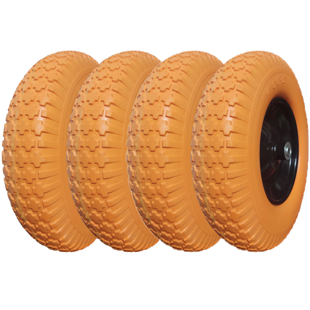 4.80/4.00 x 8 tire, 3/4 & 5/8 Bearings, 3.5" Center Hub 16 inch Flat Free Wheelbarrow Tire