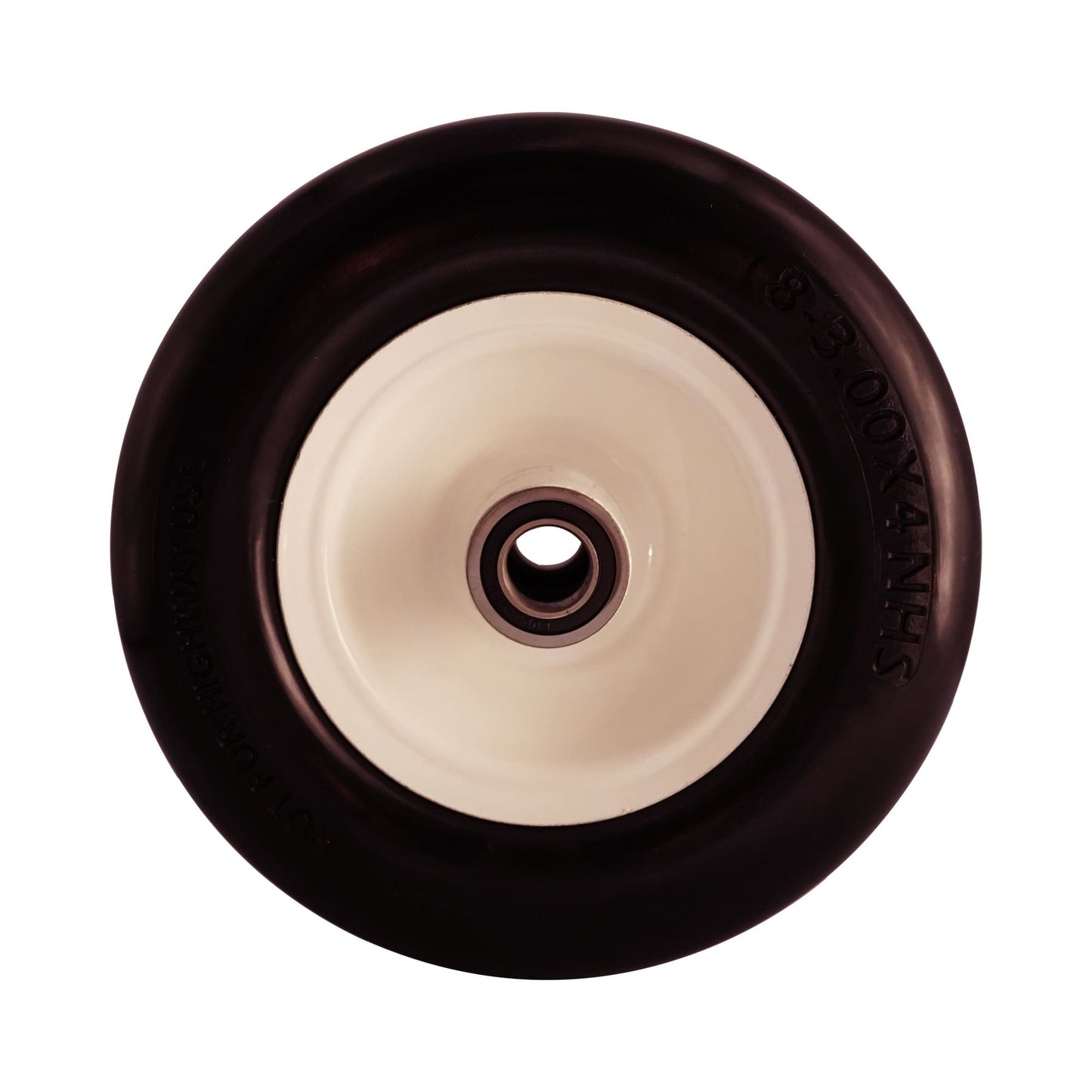 8x3 00 4 Tire, 8 inch Walk-Behind Wheel with 3/4 & 5/8 Bearings, 3.25-4.75” Center Hub (Set of 2)