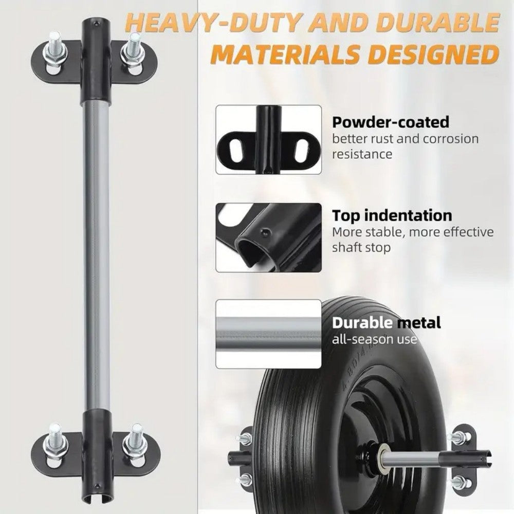 3/4 Axle Kit, 10" x .75" Wheelbarrow Axle and 2.1” x 3.3” Brackets