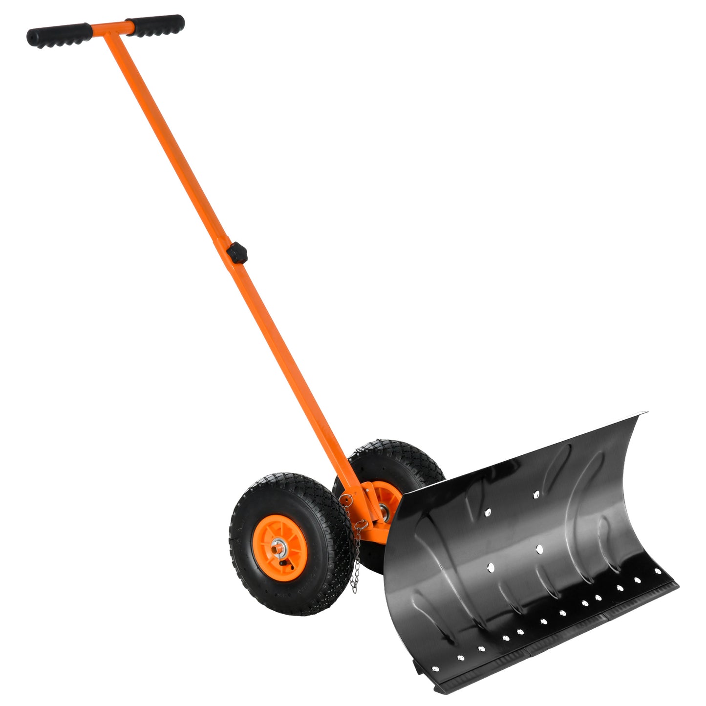 Snow Pusher Shovel with Wheels for Driveway