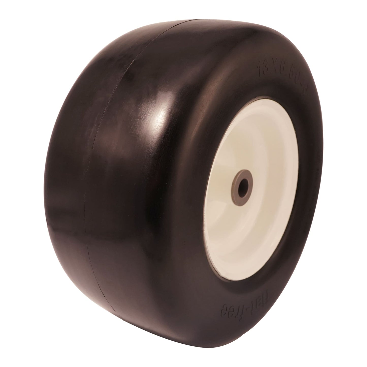 13x5 00 6 Flat Free Tire, 3/4 5/8 & 1/2 inch Bearings, 3.25” - 6” Center Hub 13x5.00-6 Tire and Rim for Lawn Mower(Set of 2)