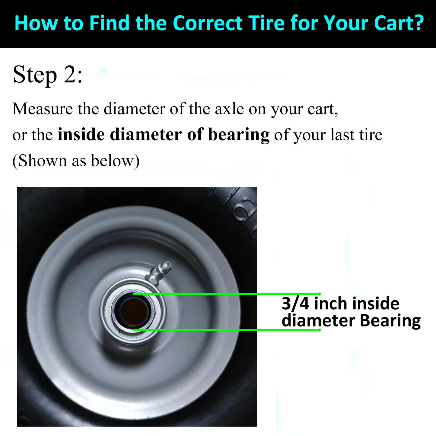 4.10/3.50 x 4 Tire Flat Free, 3/4 Axle, 3.0-3.5" Center Hub 10 inch Solid Tire (Set of 2)