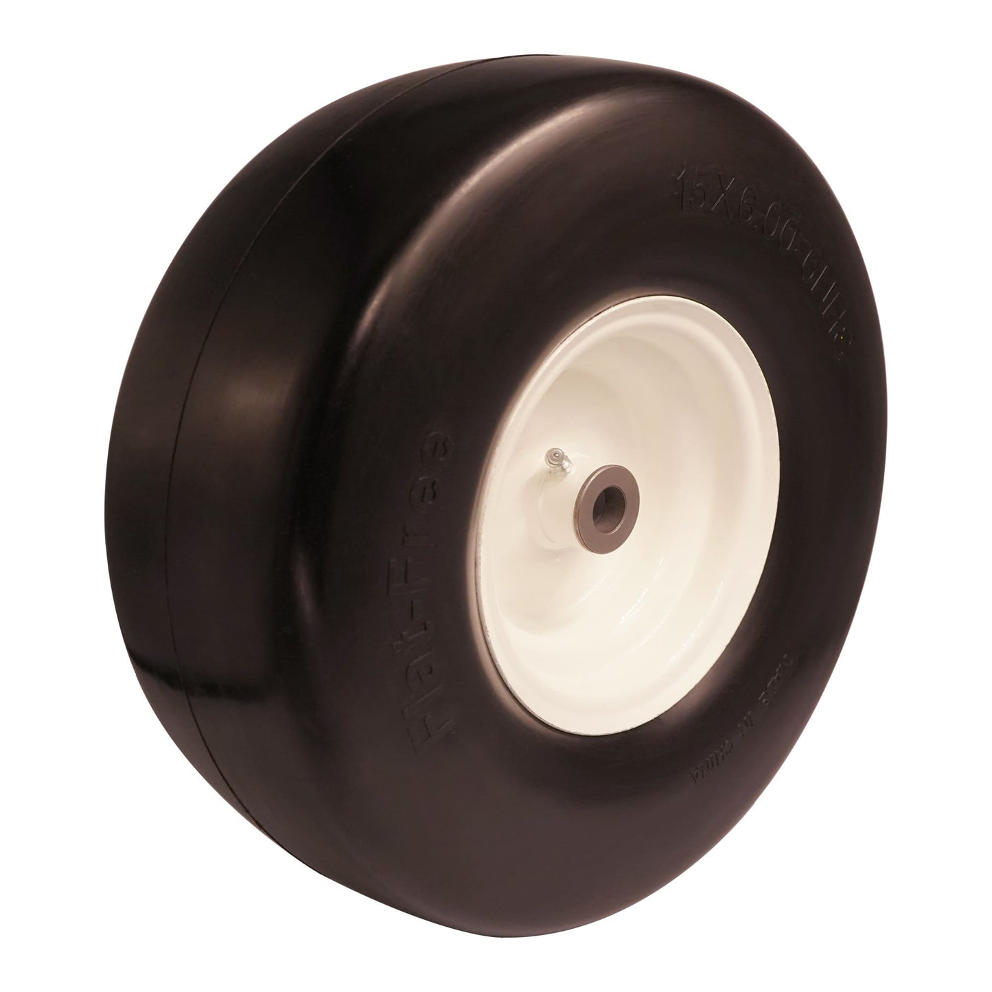 15x6.00-6 Smooth Tire, 3/4 5/8 1/2 inch Bearings, 3.0"-6.9" Center Hub Flat Free Tire for Lawn Mower(Set of 2)