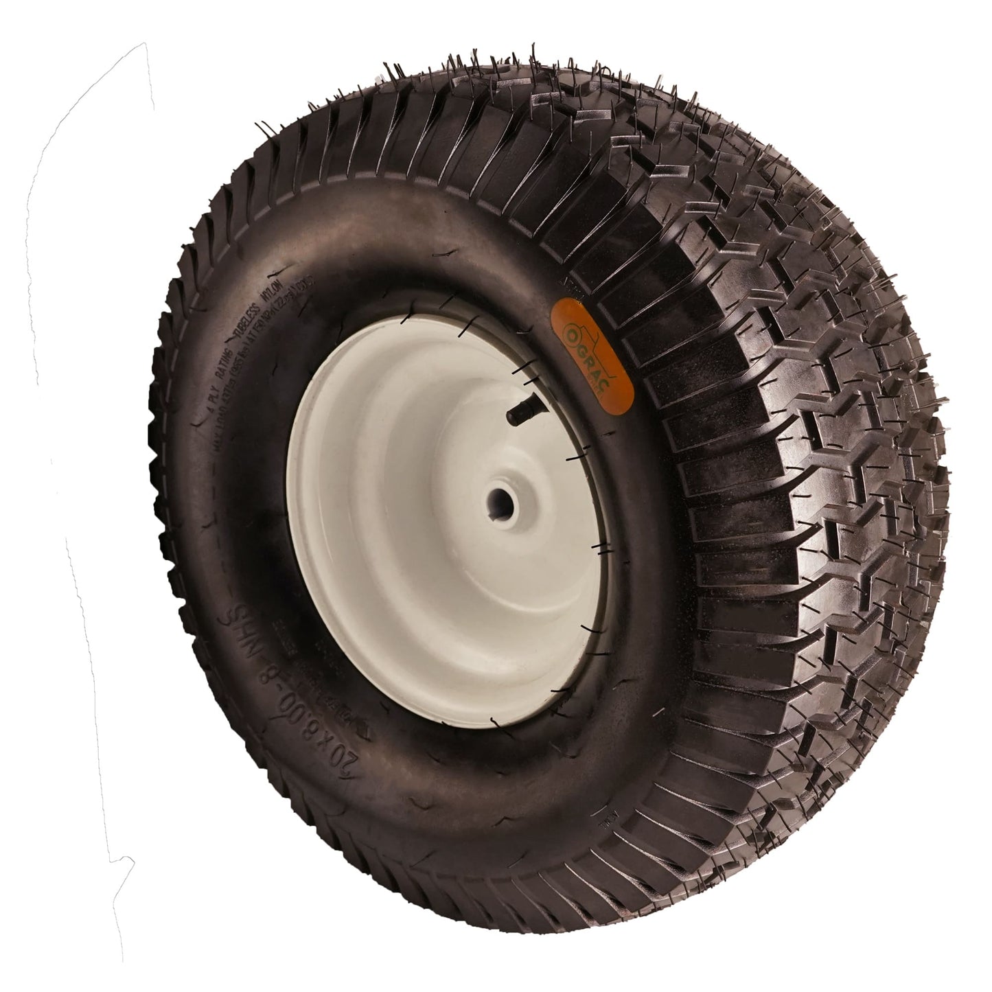 20x8 00 8 nhs Tires with Rim, Tubeless Tire and Wheel with 3/4 Bushing, 3.5”Offset Hub and 3 1/16” Keyway