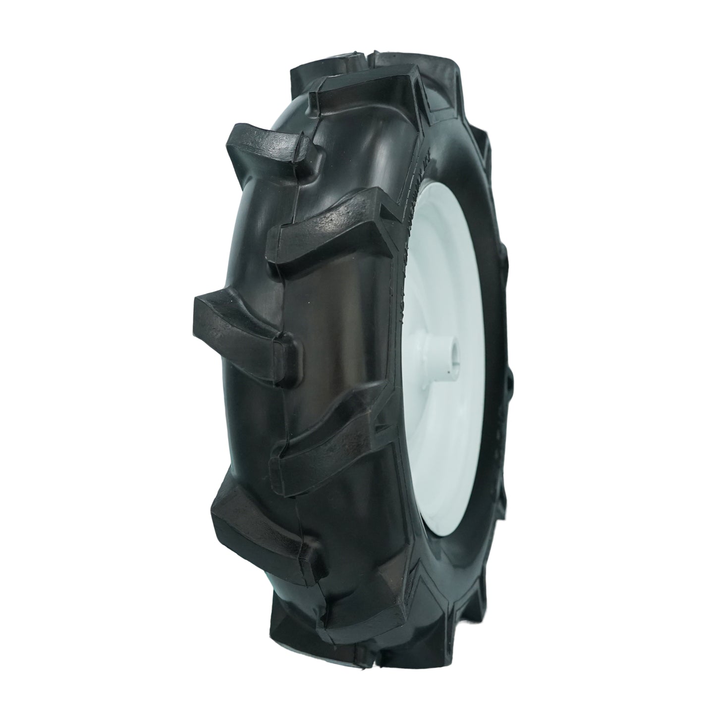 4.80/4.00-8 Tiller Tire with 3/4 Bore and Keyway, 3 1/8” Center Hub Flat Free Tire and Wheel with Lug Tread for Rototiller