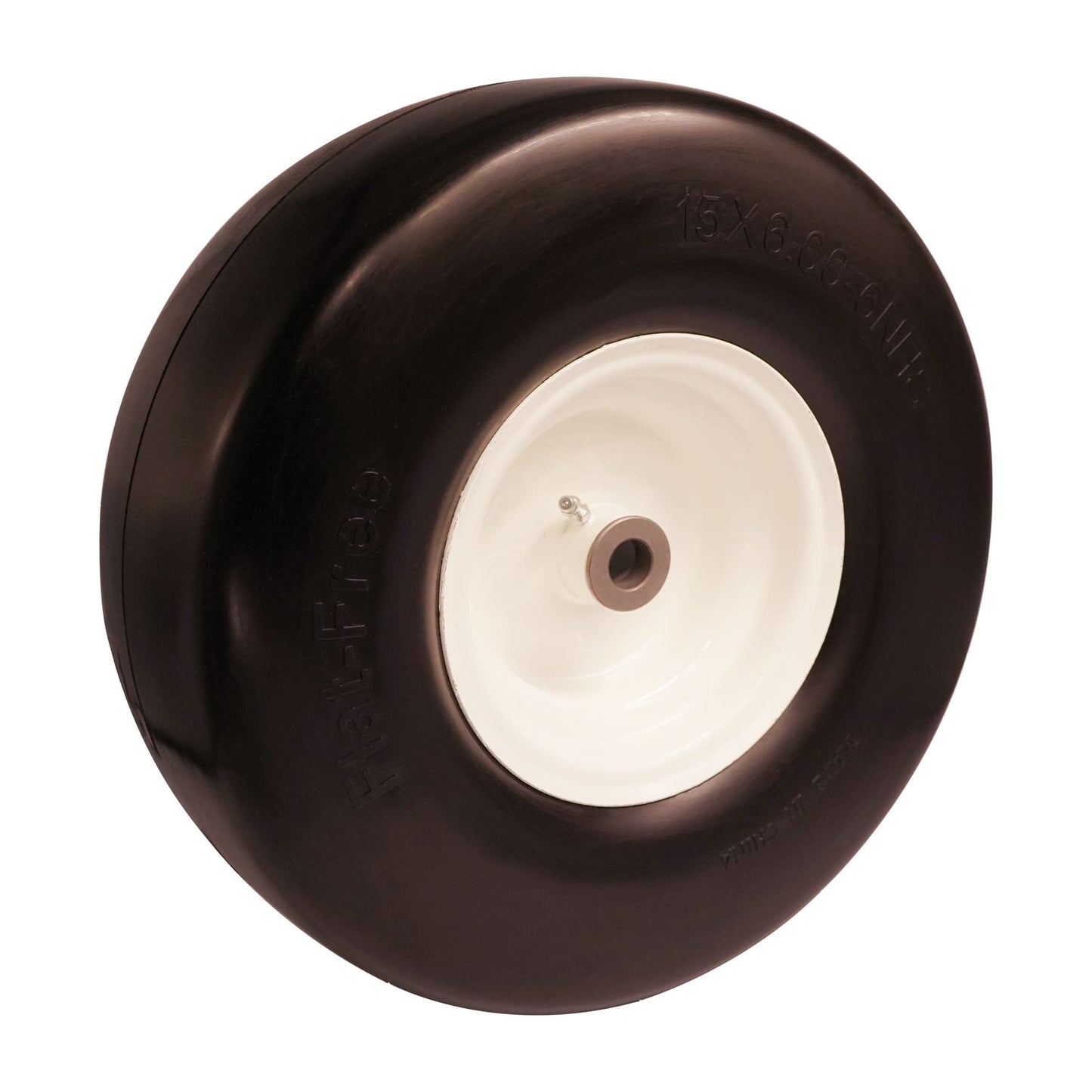 15x6.00-6 Smooth Tire, 3/4 5/8 1/2 inch Bearings, 3.0"-6.9" Center Hub Flat Free Tire for Lawn Mower(Set of 2)