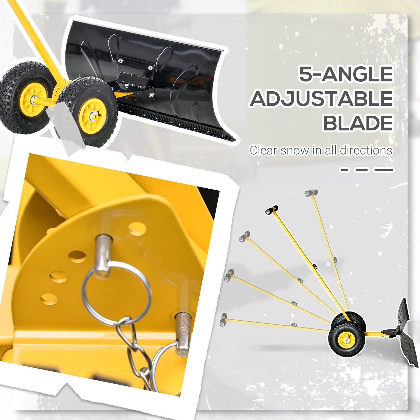 Snow Pusher Shovel with Wheels for Driveway