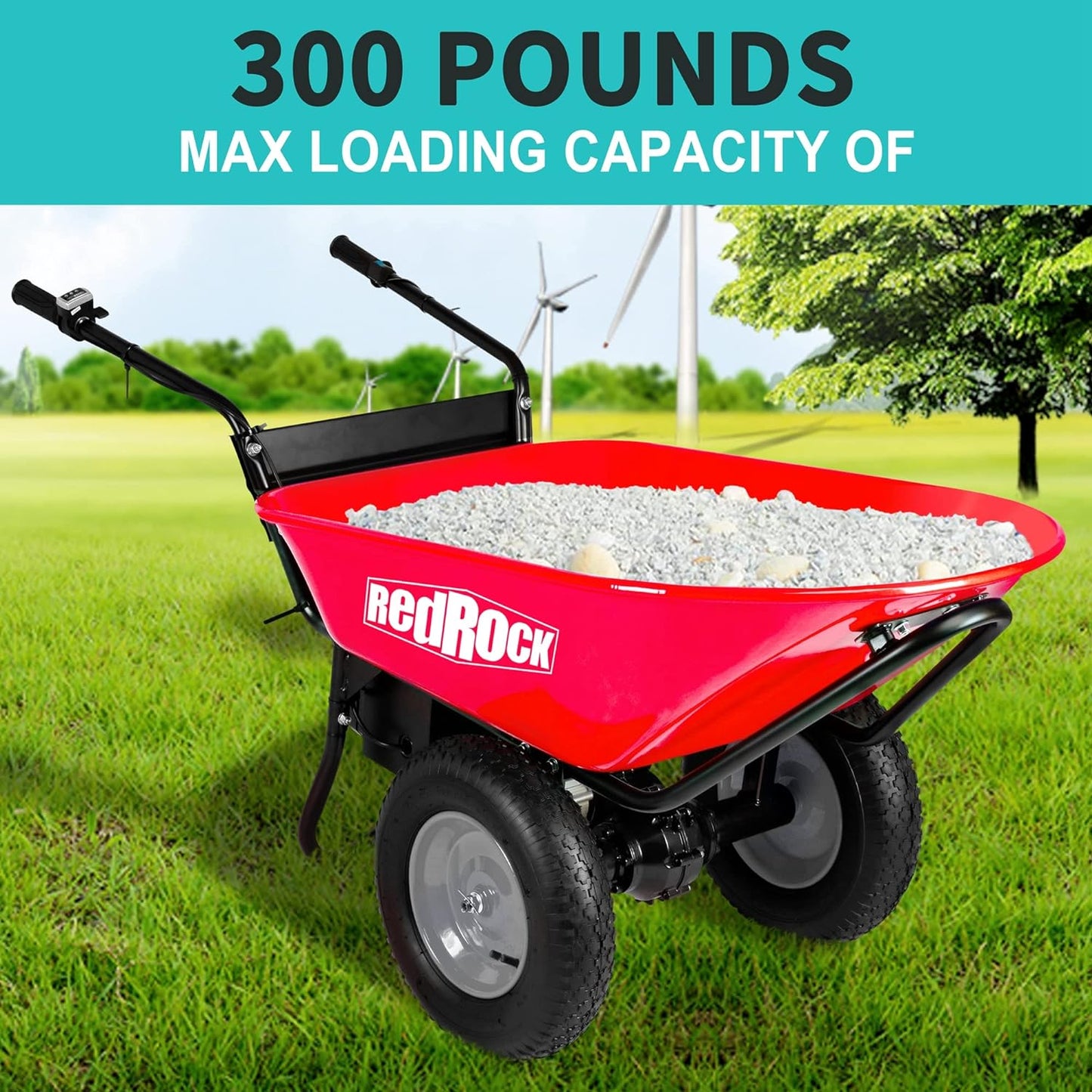 Electric Wheelbarrow, 24V DC 180W AGM Battery 330lbs (150kgs)
