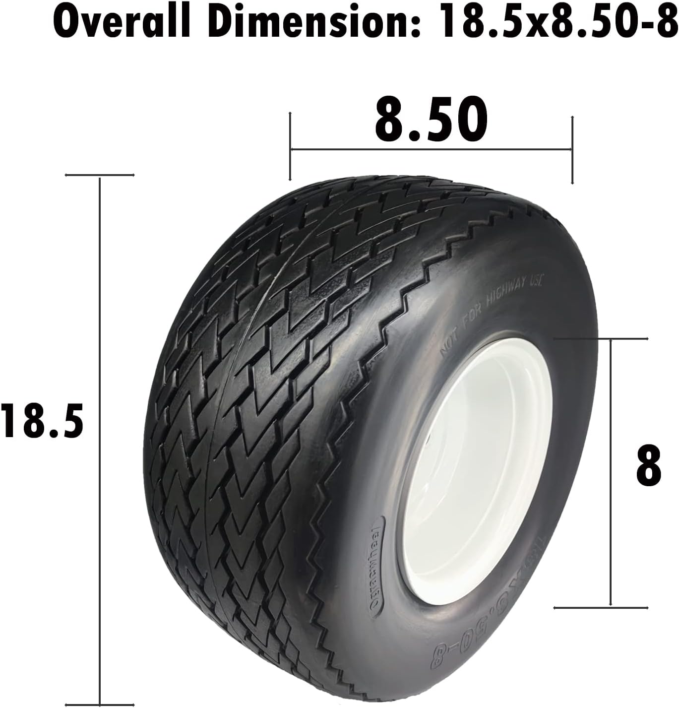 18x8 50 8 Lawn Tire with Rim, Flat Free 18x8.50-8 Tire and Wheel with 4 Lugs