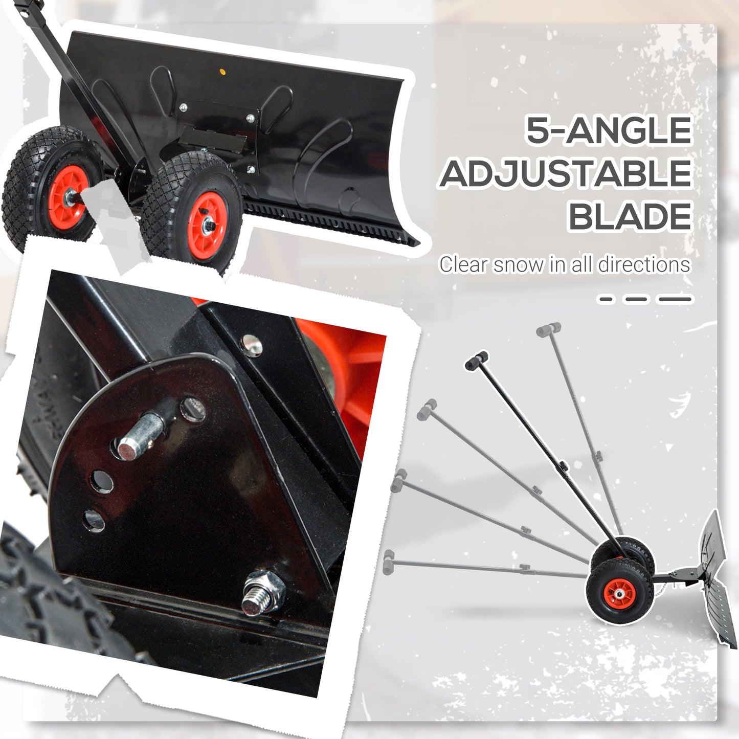Snow Pusher Shovel with Wheels for Driveway