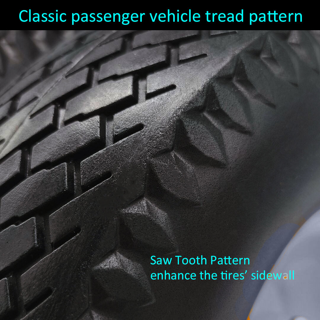4.10/3.50 x 4 Tire Flat Free, 3/4 Axle, 3.0-3.5" Center Hub 10 inch Solid Tire (Set of 2)
