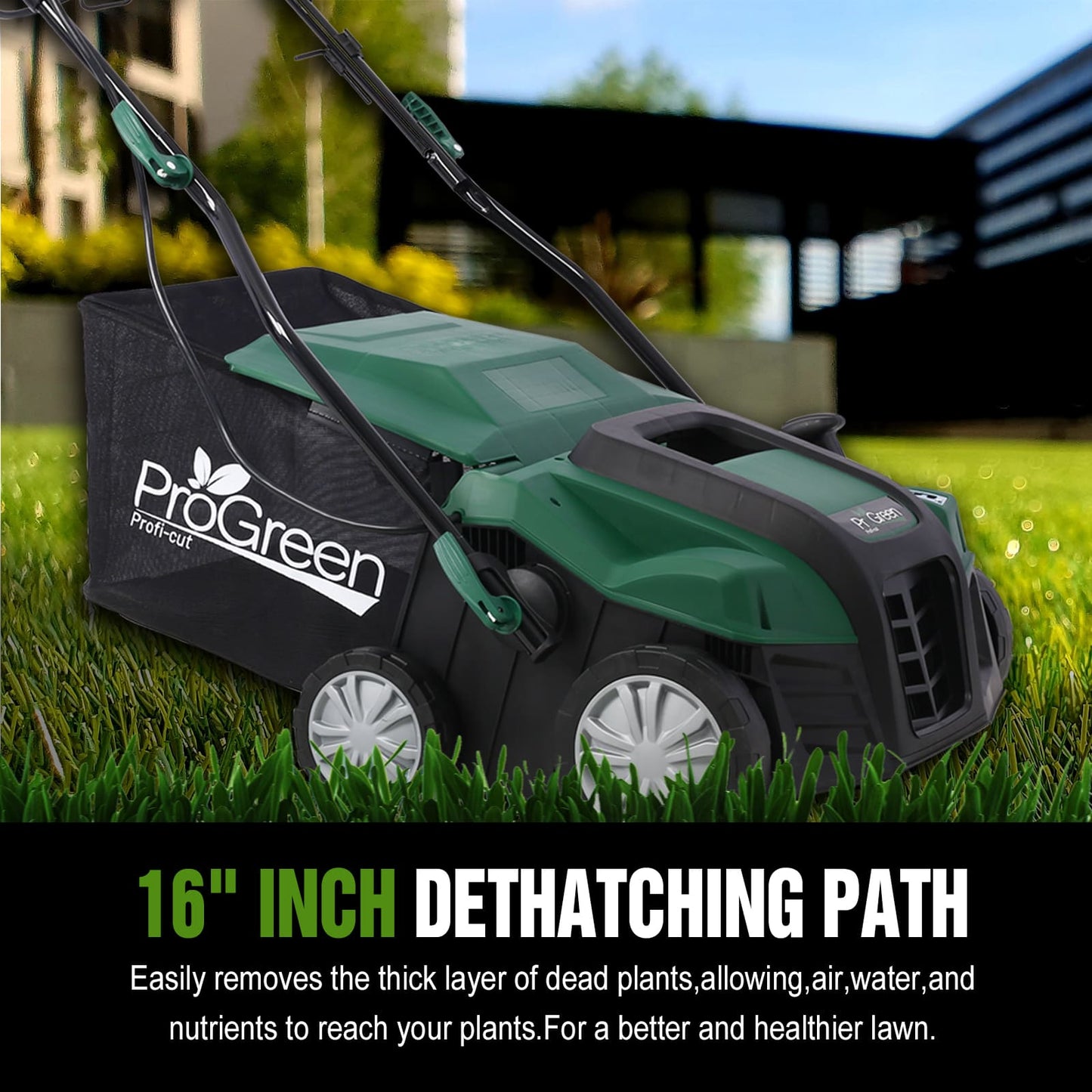 2-in-1 Electric Dethatcher and Scarifier 15 Amp with 14.5 Gallon Bag for Lawn Patio Garden
