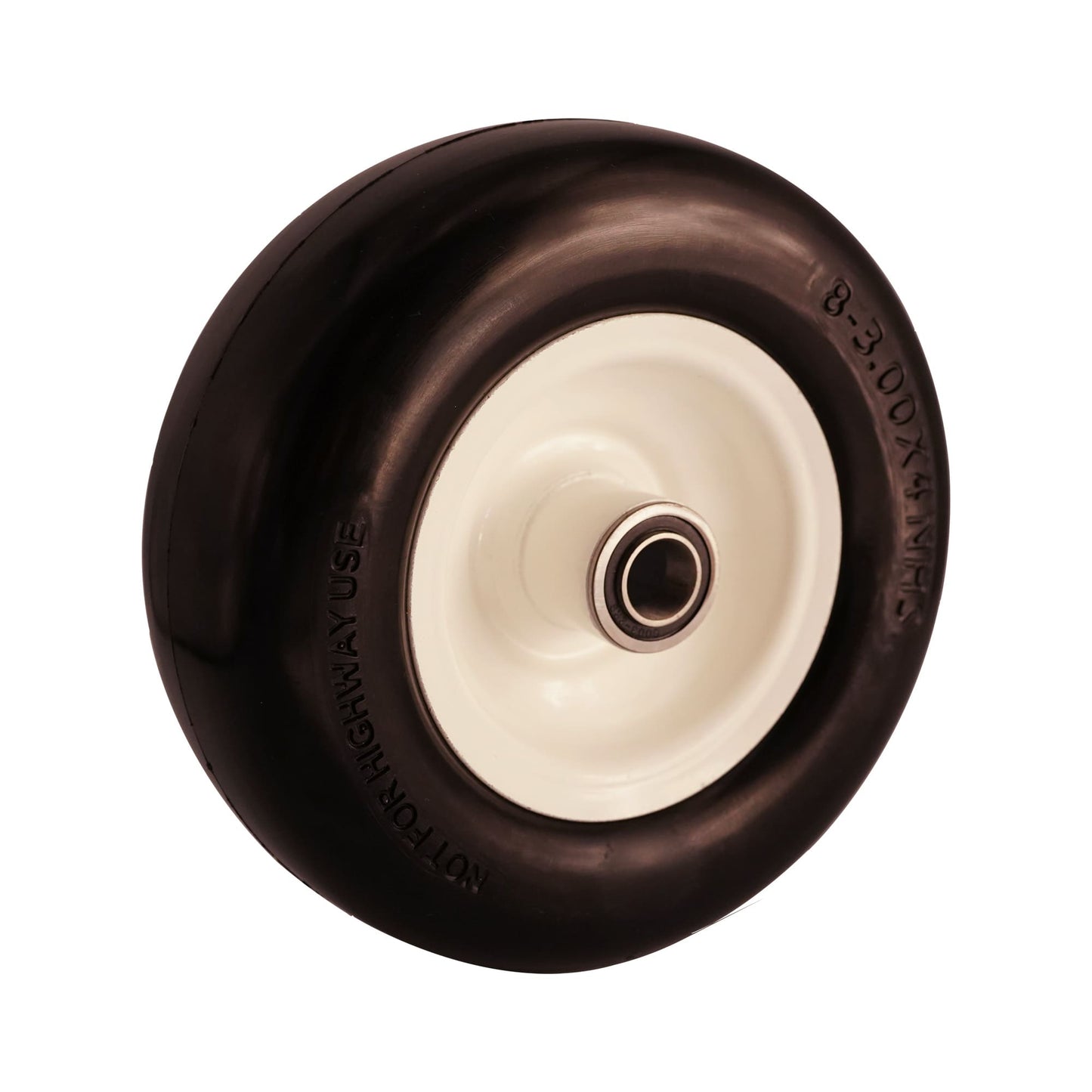 8x3 00 4 Tire, 8 inch Walk-Behind Wheel with 3/4 & 5/8 Bearings, 3.25-4.75” Center Hub (Set of 2)
