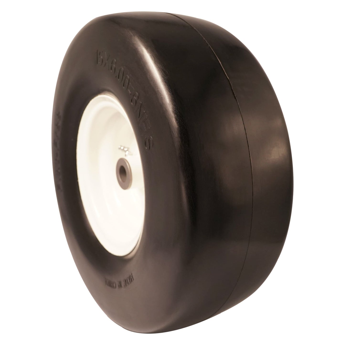 15x6.00-6 Smooth Tire, 3/4 5/8 1/2 inch Bearings, 3.0"-6.9" Center Hub Flat Free Tire for Lawn Mower(Set of 2)