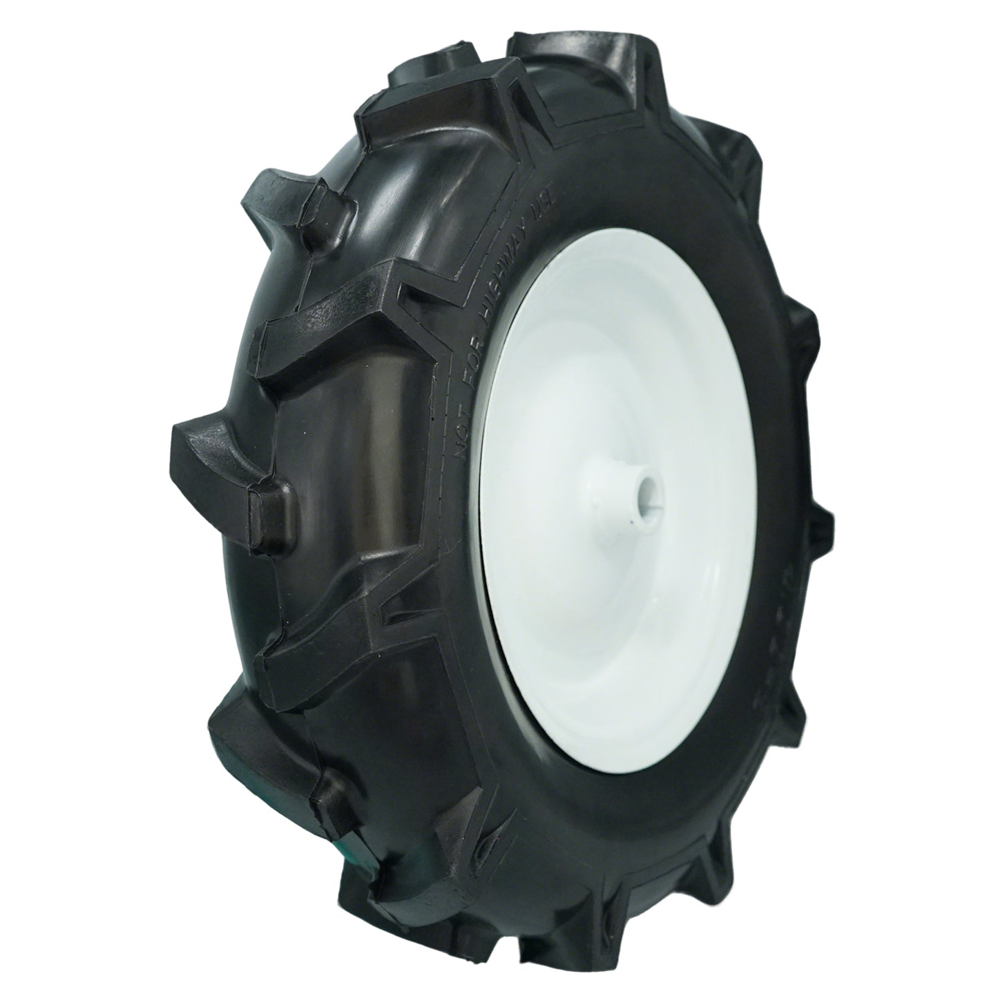 4.80/4.00-8 Tiller Tire with 3/4 Bore and Keyway, 3 1/8” Center Hub Flat Free Tire and Wheel with Lug Tread for Rototiller