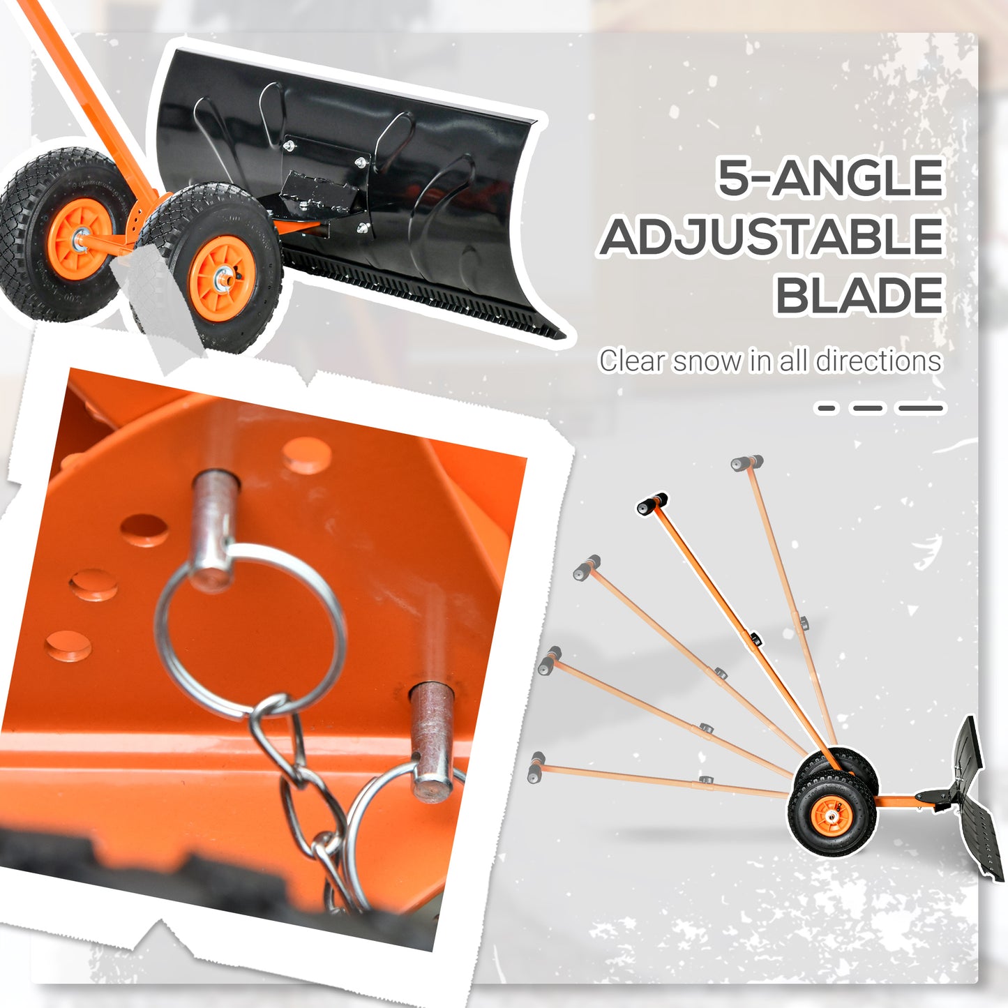 Snow Pusher Shovel with Wheels for Driveway