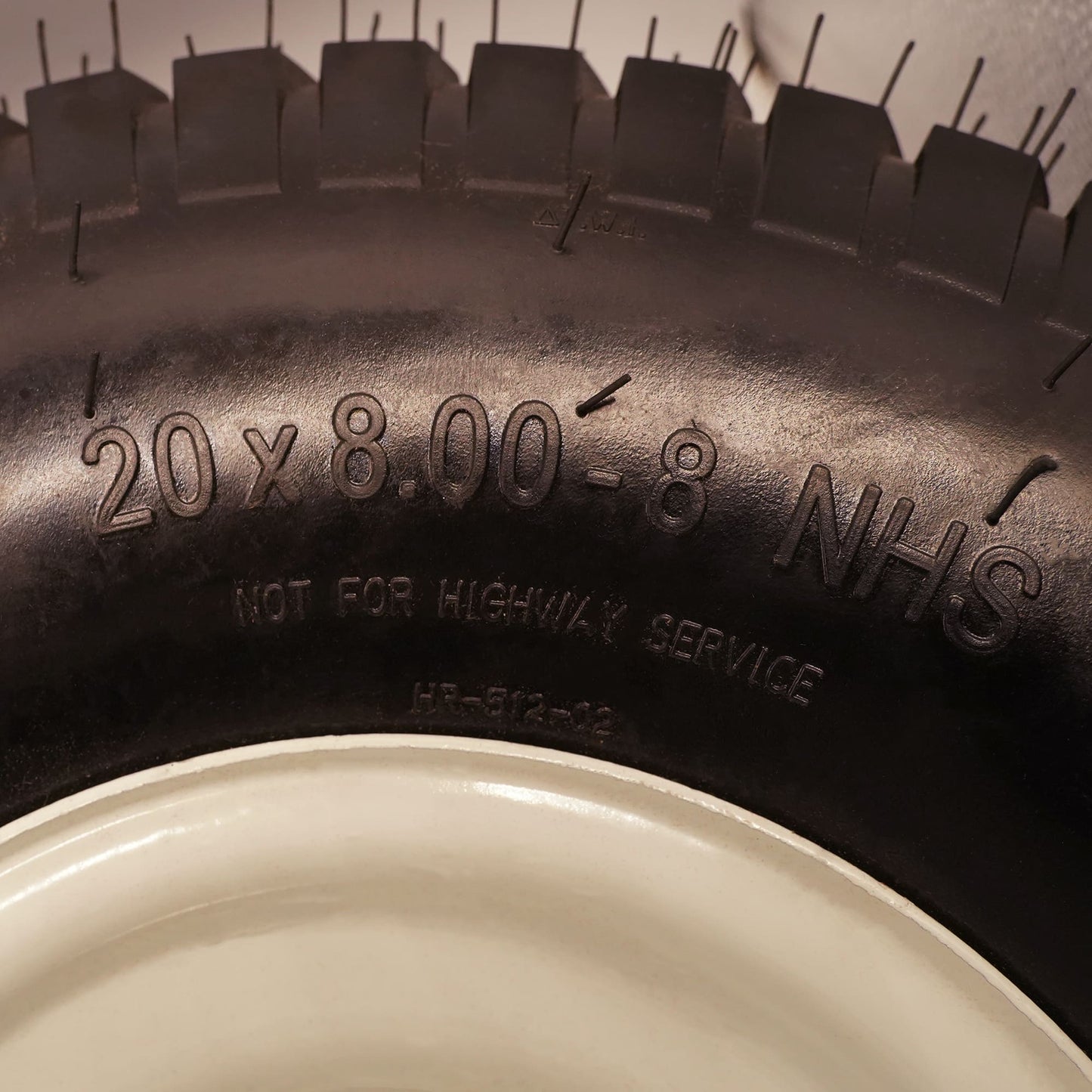 20x8 00 8 nhs Tires with Rim, Tubeless Tire and Wheel with 3/4 Bushing, 3.5”Offset Hub and 3 1/16” Keyway