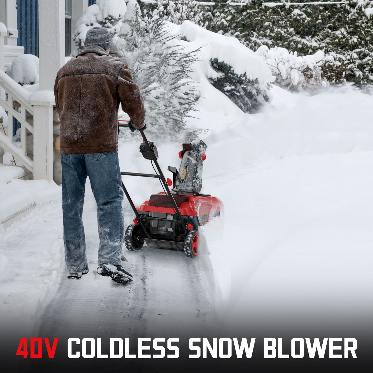 21inch Snow Blower Cordless, 4.0Ah 40V Electric Snowblower with Wheels