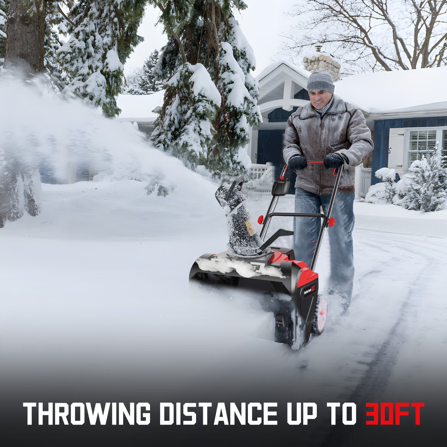 21inch Snow Blower Cordless, 4.0Ah 40V Electric Snowblower with Wheels