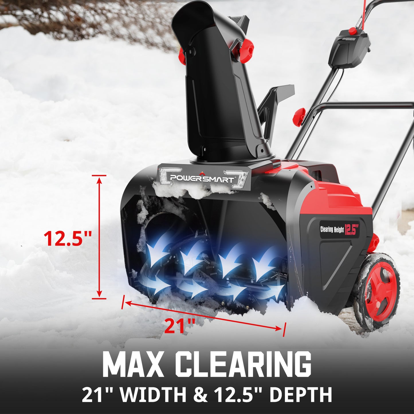 21inch Snow Blower Cordless, 4.0Ah 40V Electric Snowblower with Wheels