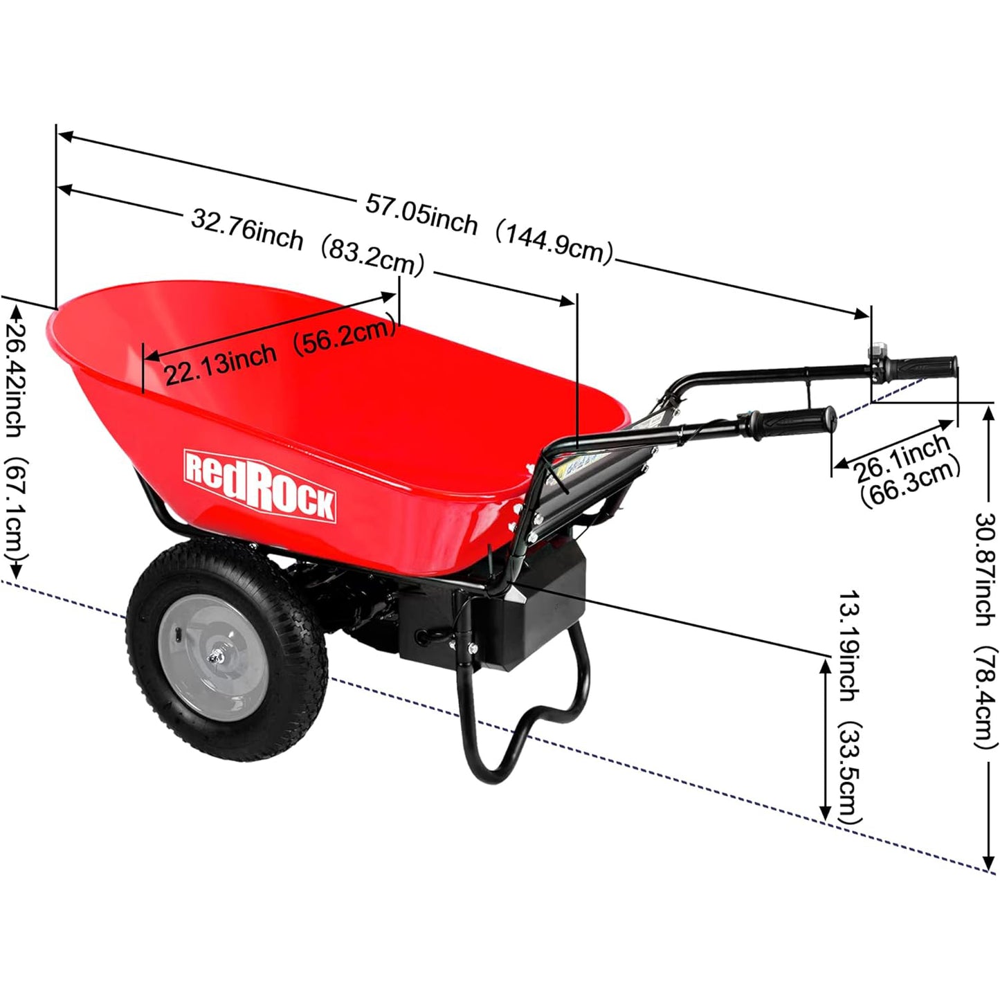 Electric Wheelbarrow, 24V DC 180W AGM Battery 330lbs (150kgs)