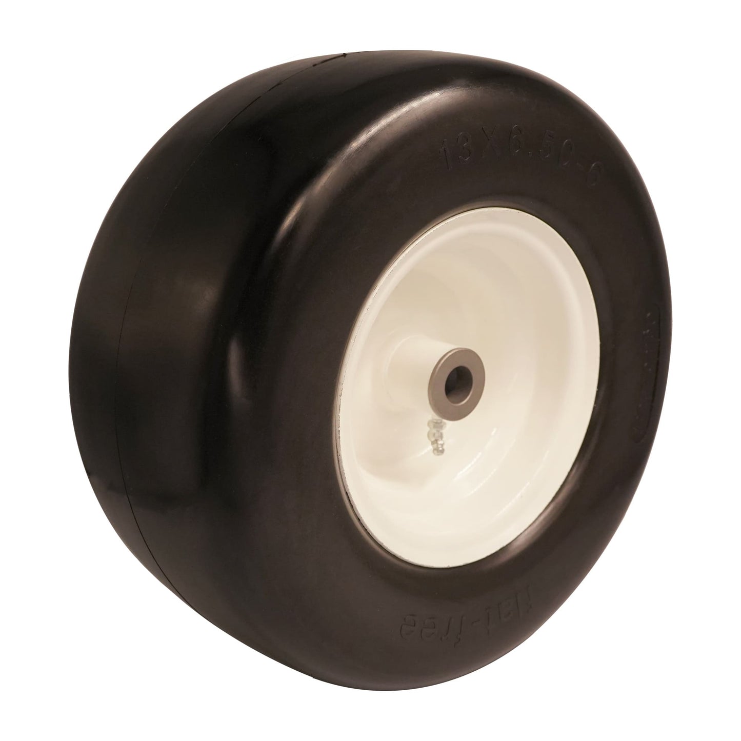 13x5 00 6 Flat Free Tire, 3/4 5/8 & 1/2 inch Bearings, 3.25” - 6” Center Hub 13x5.00-6 Tire and Rim for Lawn Mower(Set of 2)