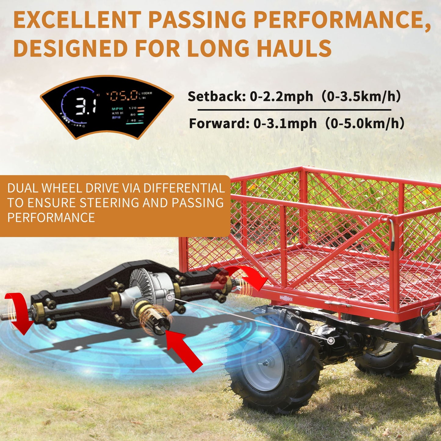 Electric Wheelbarrow, 48V28Ah 500W Capacity 500lbs