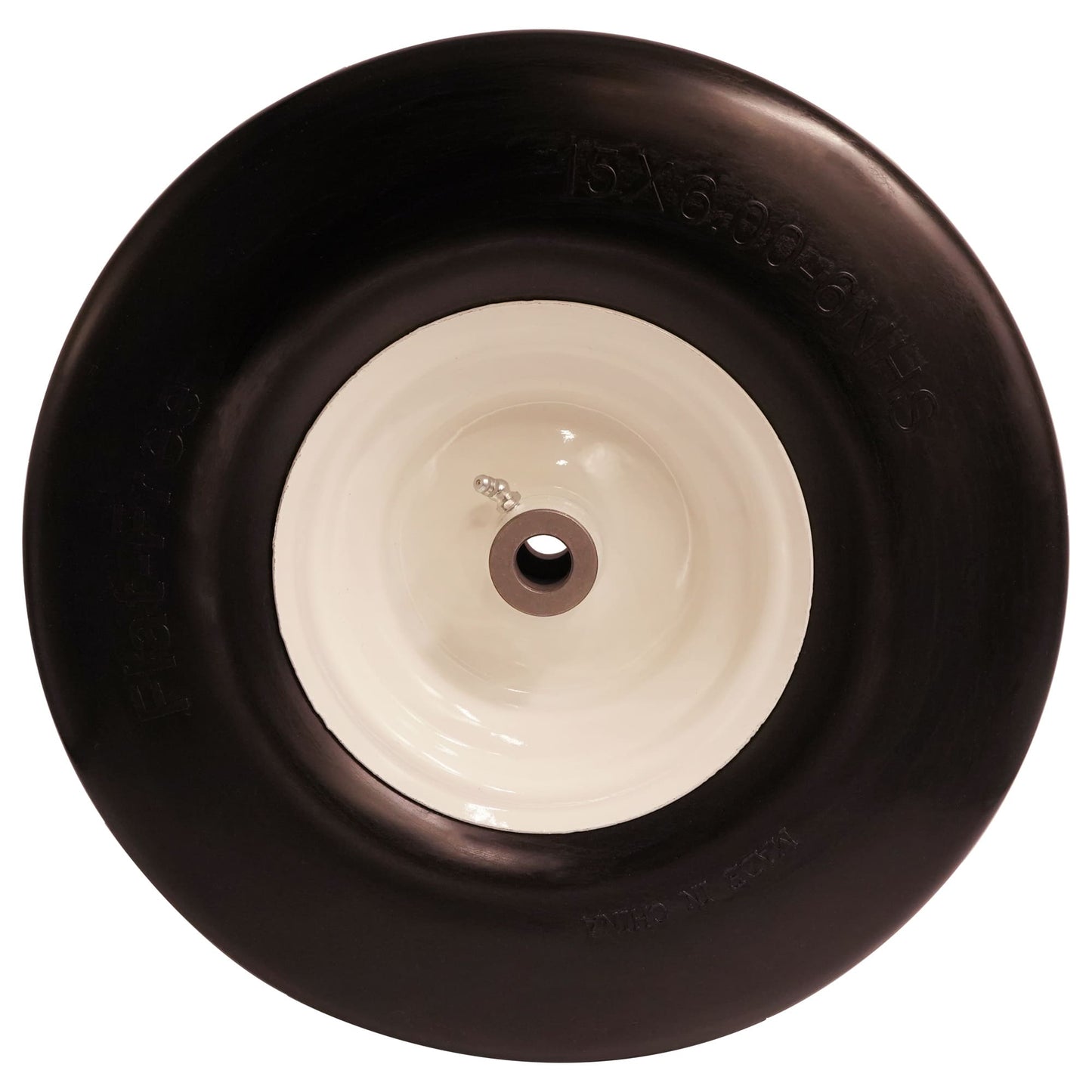 15x6.00-6 Smooth Tire, 3/4 5/8 1/2 inch Bearings, 3.0"-6.9" Center Hub Flat Free Tire for Lawn Mower(Set of 2)