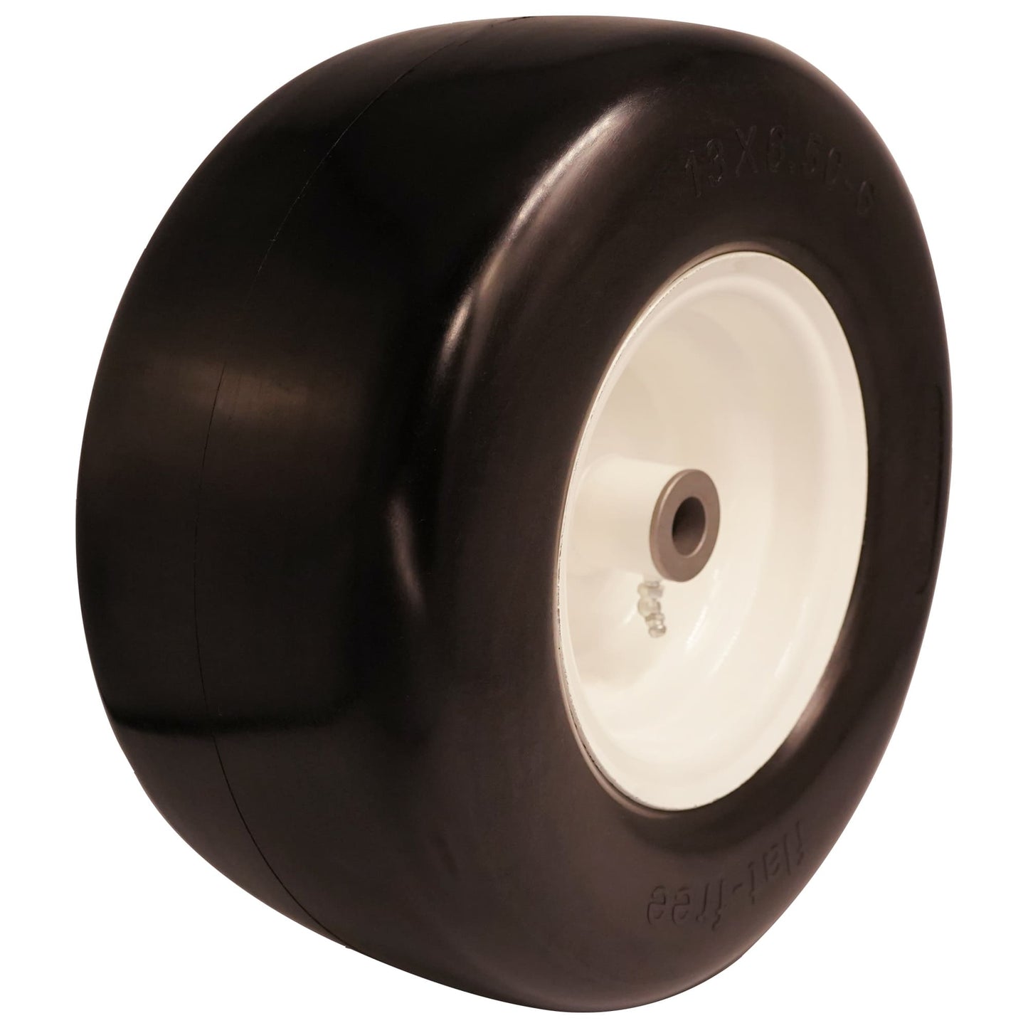 13x5 00 6 Flat Free Tire, 3/4 5/8 & 1/2 inch Bearings, 3.25” - 6” Center Hub 13x5.00-6 Tire and Rim for Lawn Mower(Set of 2)