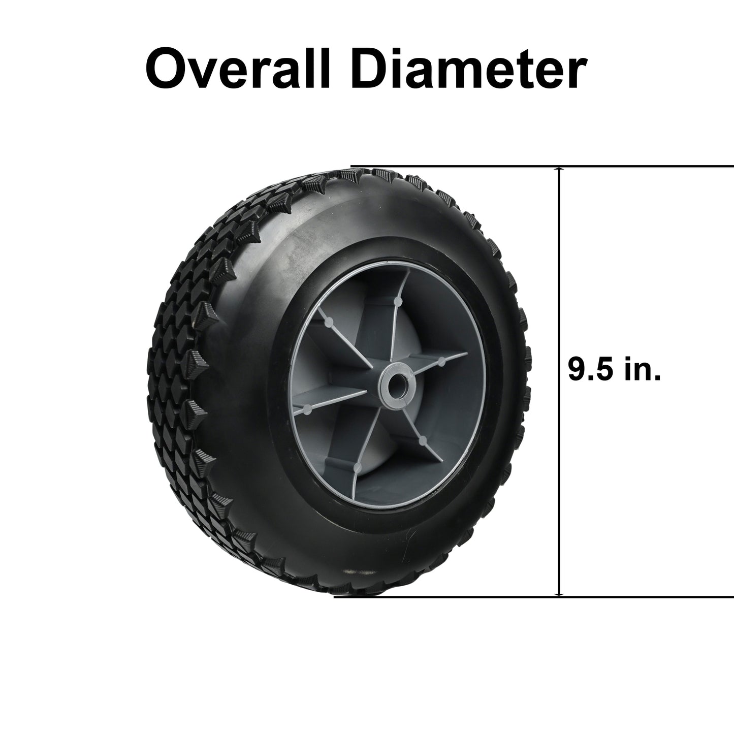 0G8651 Wheel for Generac Generator, 9.5” Portable Generator Mobile System Replacement Plastic Wheel and Tire, 1/2 Offset Hub