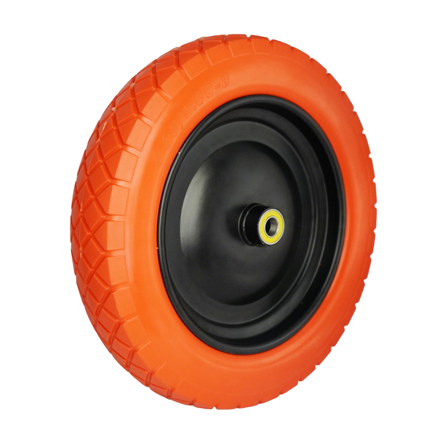 3.25/3.00-8 Wheelbarrow Tire Flat Free with 3/4 & 5/8 Bearings, 3-6" Center Hub