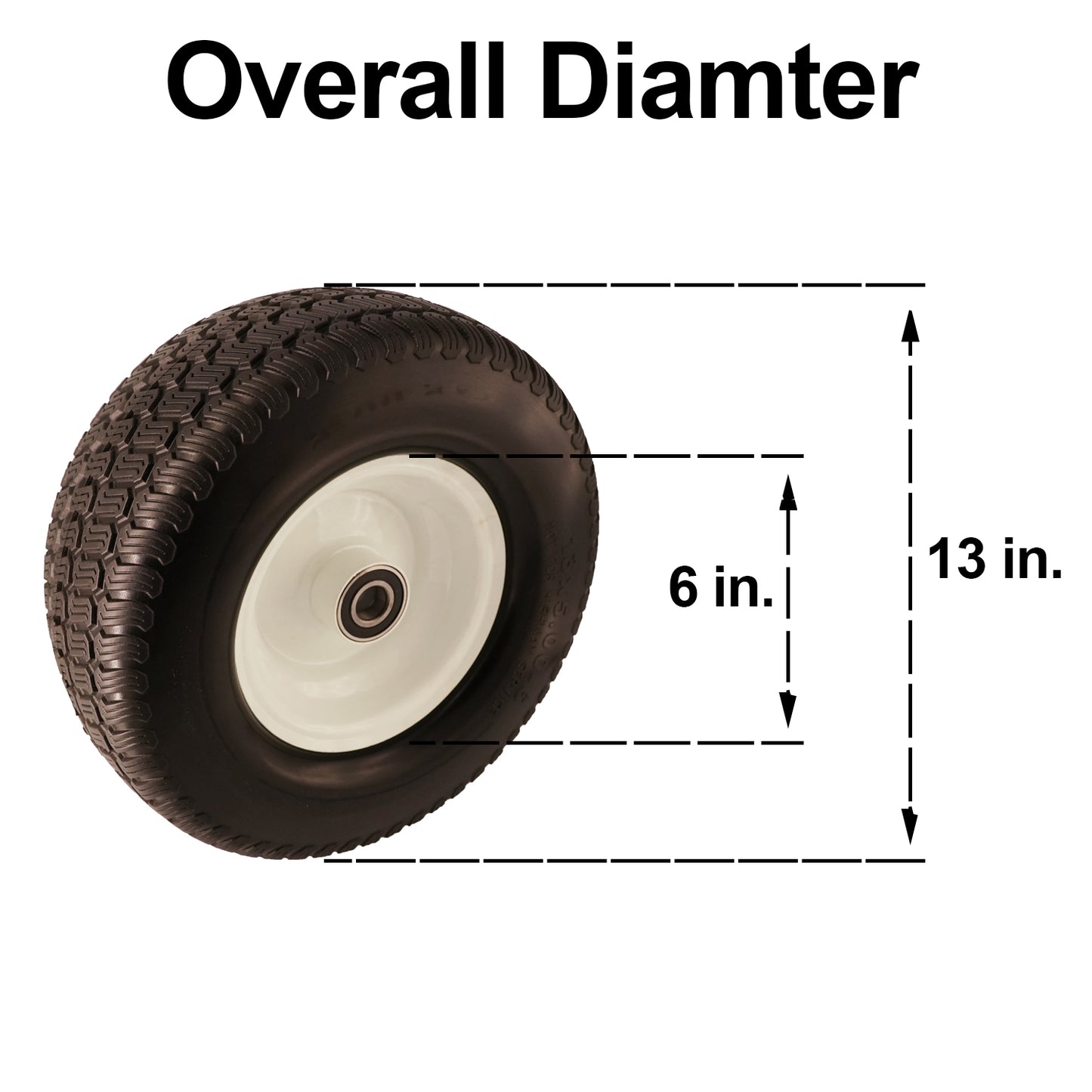 13x5.00-6 Tire, 3/4 & 5/8 Bearings, 3" Center Hub Turf Tread