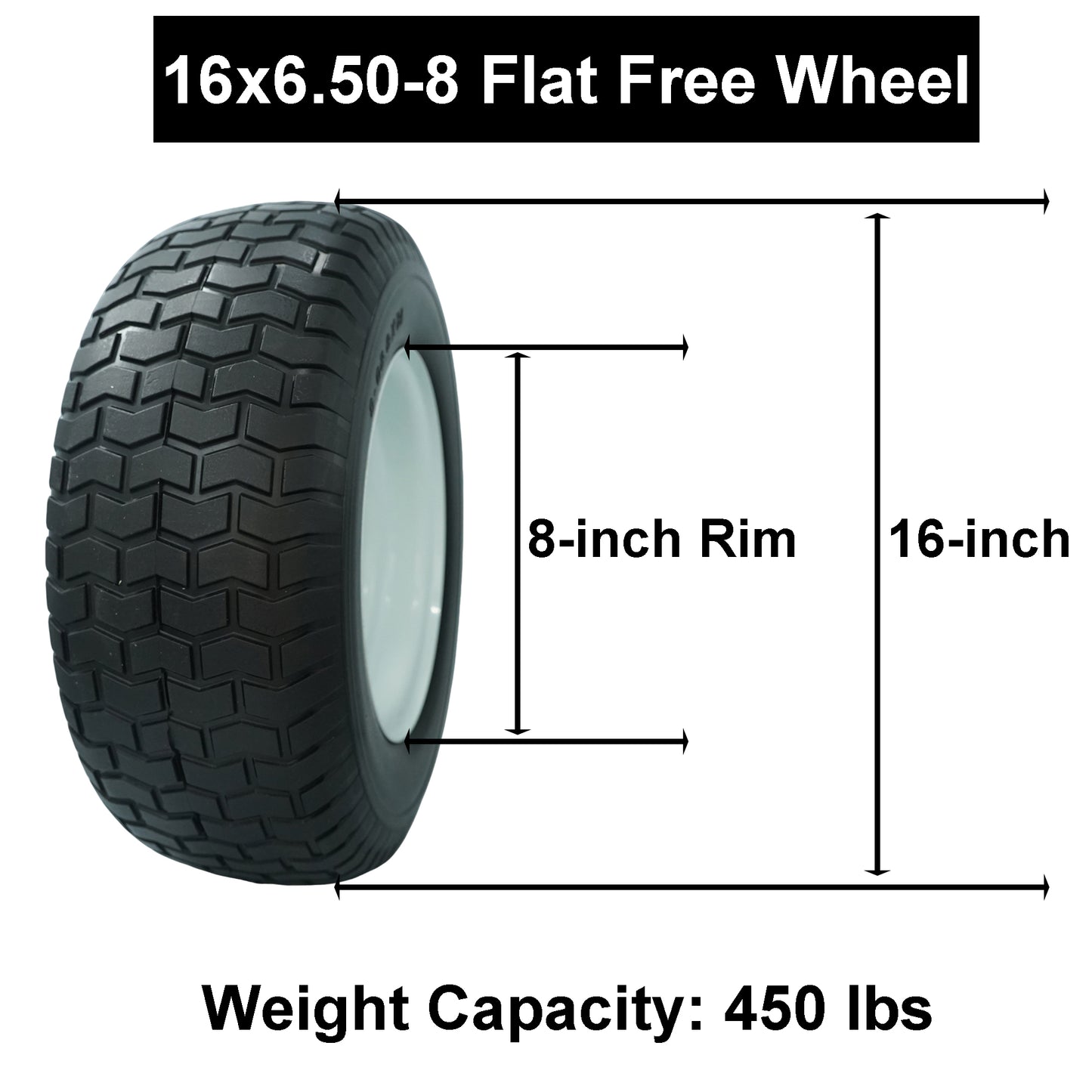 16x6.50-8 with 4 Lug Wheels, Set of 2 Flat Free 16x6.5x8 Replacement for Snapper 5-0294 Rear Engine Rider