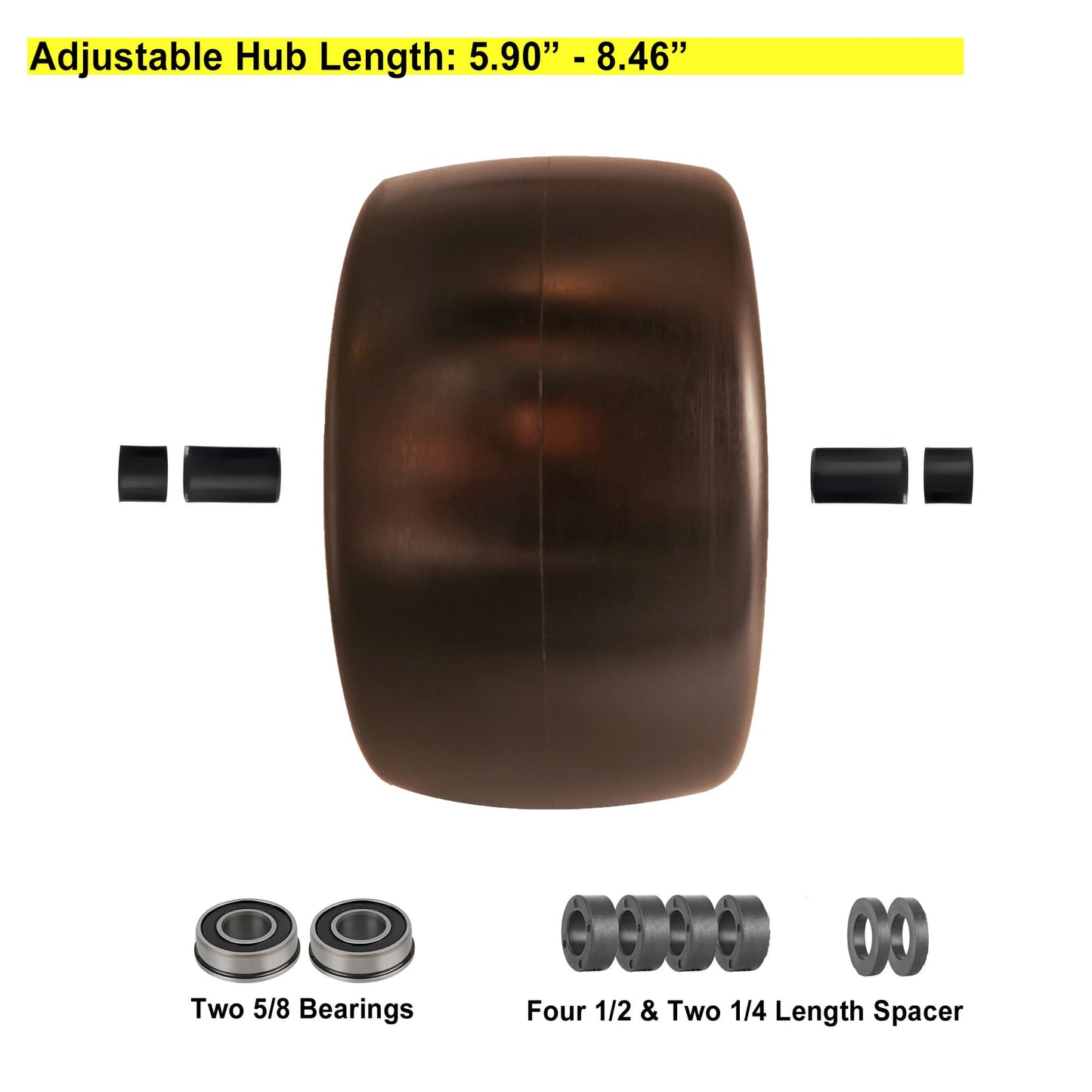 11x6 00 5 nhs, 3/4 & 5/8 Bearings, 5.9"-8.46"Center Hub 11x6.00-5 Tire Flat Free(Set of 2)