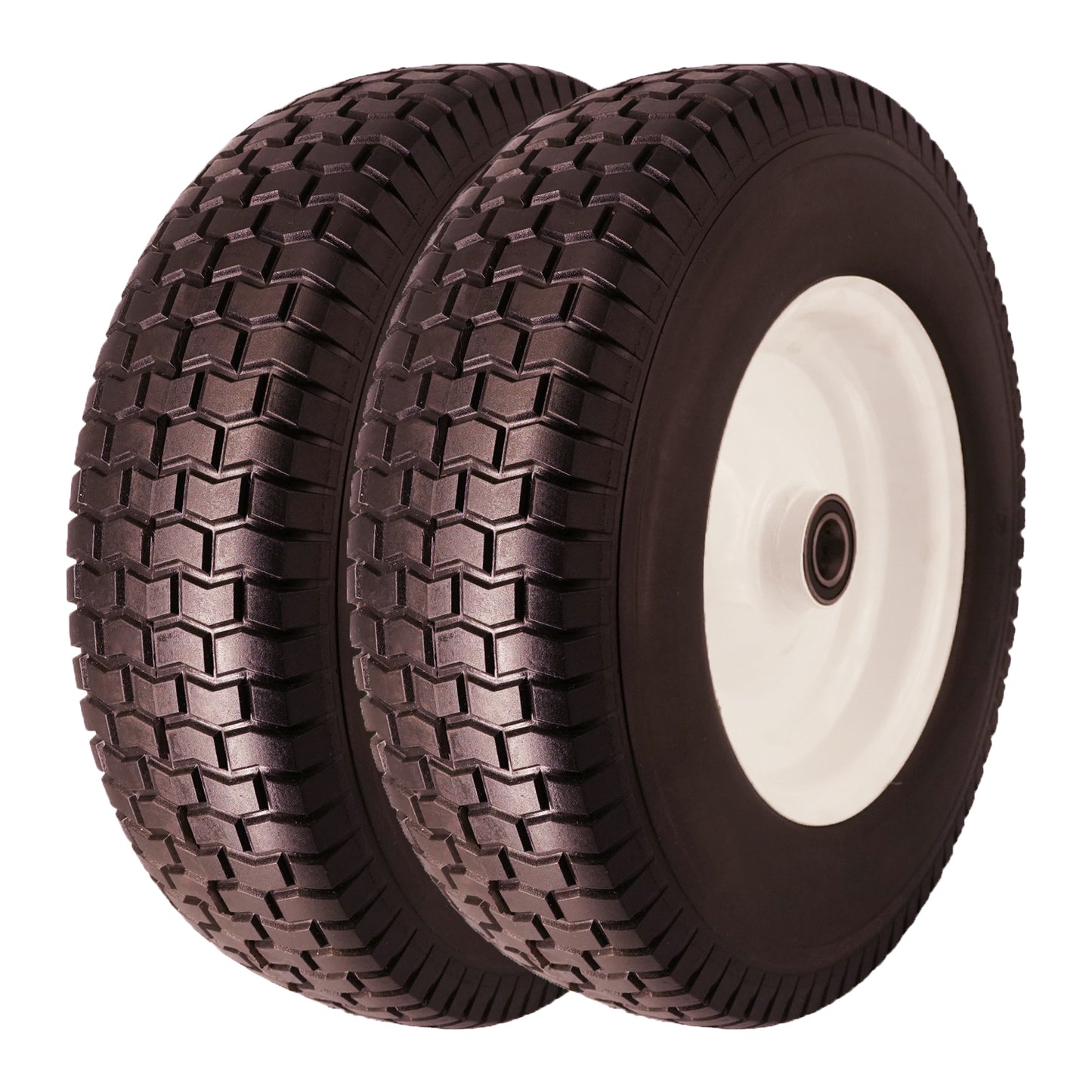 16x5.00-8 with 1” Bore, 3“ Center Hub, 600 lb. Flat Free Tire and Wheel