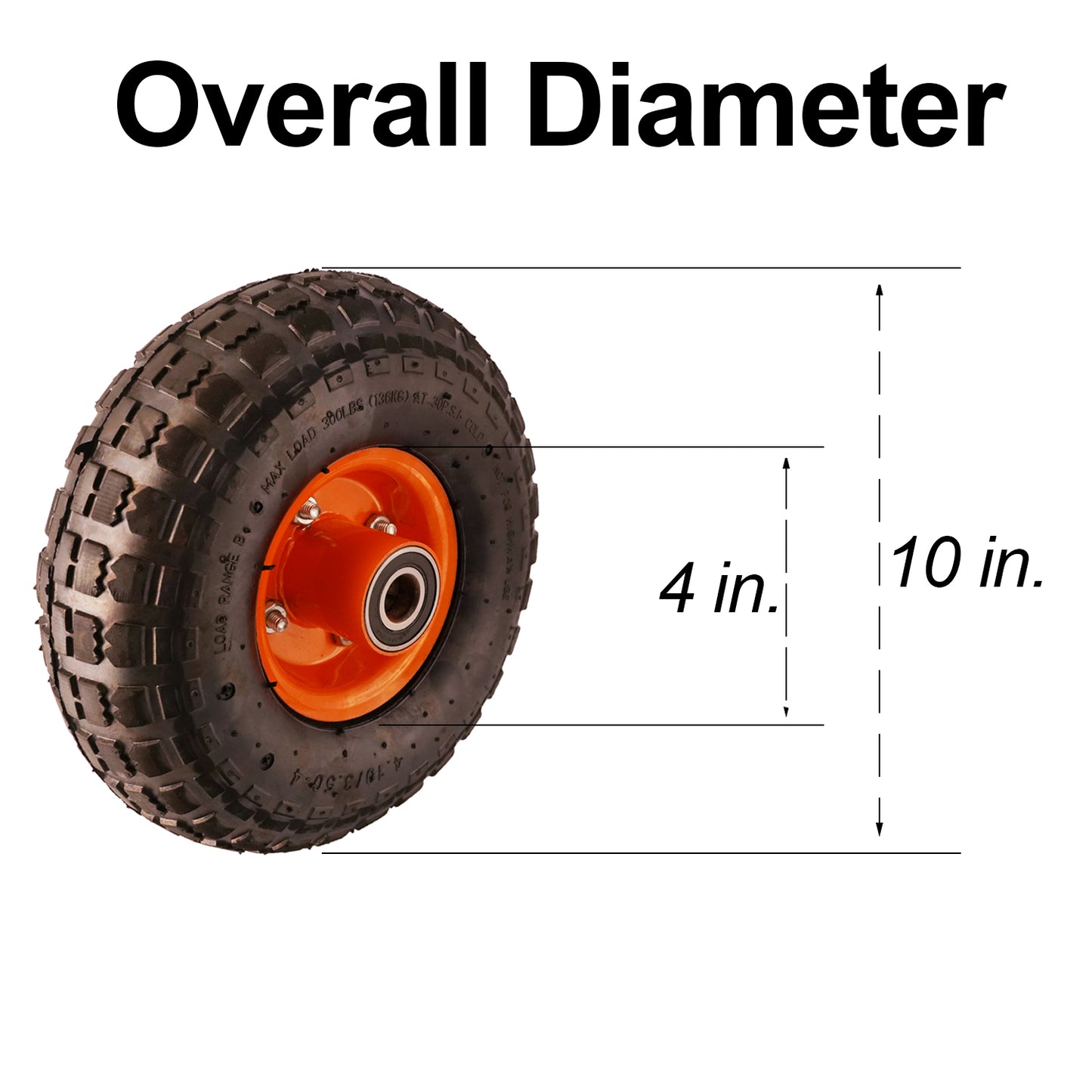 Mower Sulky Wheels 10 inch, 5/8 & 3/4 Axle, 2.25"-5.00" Hub, Compatible with X2 Sulky, 600 lbs