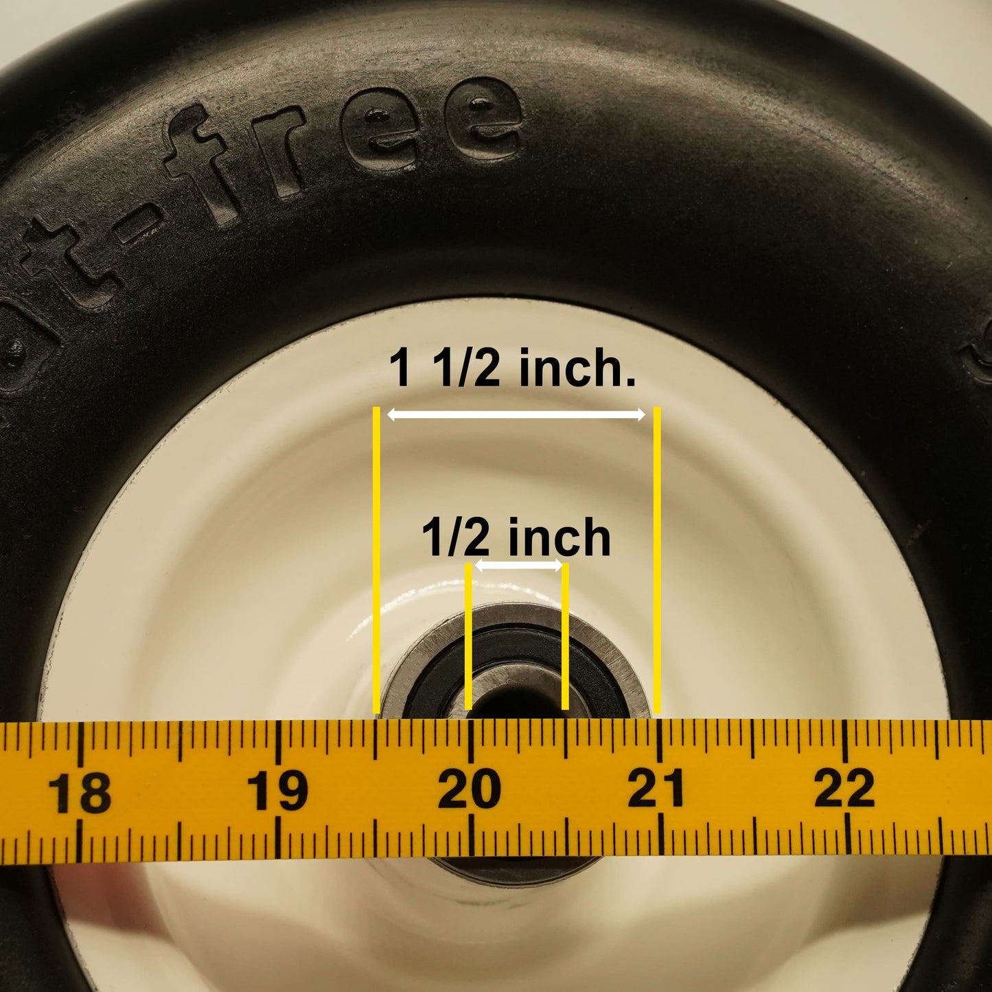 9x3 50 4 Tire and Wheel, 1/2 & 5/8 Bearings, 3.5”- 5” Center Hub Flat Free Front Tire (Set of 2)