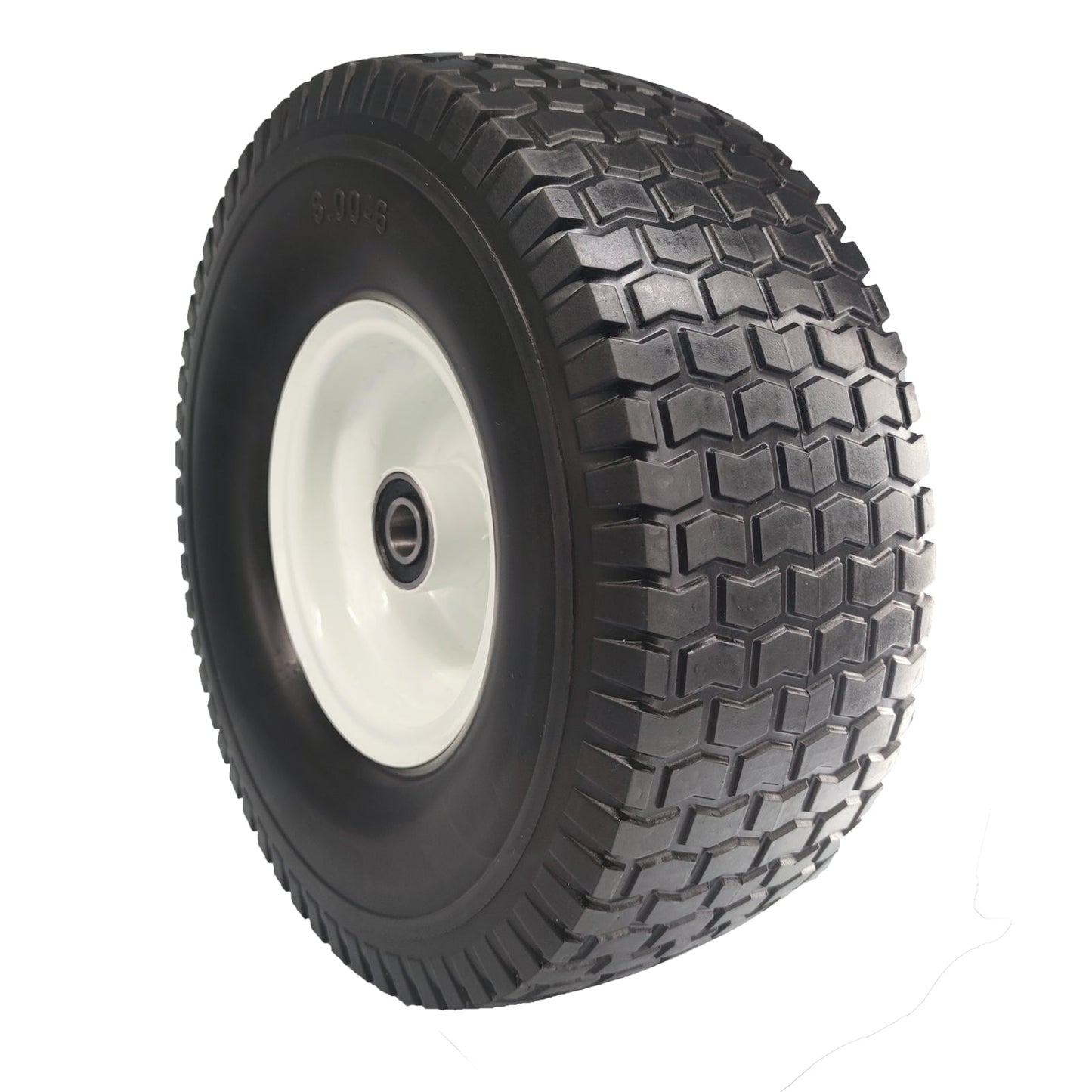 Flat Free 15x6.00-6 Lawn Mower Tire, 3/4 & 5/8 Bearing, 3” Hub - RelaxHome