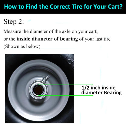 4.10/3.50-4 Tire and Wheel with 1/2 Bore, 2.25" Offset Hub 3-4” Center Hub 10 inch Solid Tire(Set of 2)