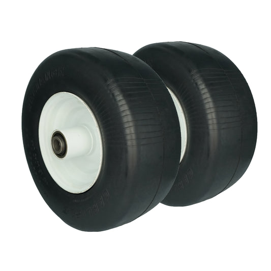 Solid Rubber 13x5.00-6 Flat Free Tire with 3/4 & 5/8 Bearings, 3-6” Center Hub Semi-Pneumatic 13x5.00-6 Smooth Tire and Wheel