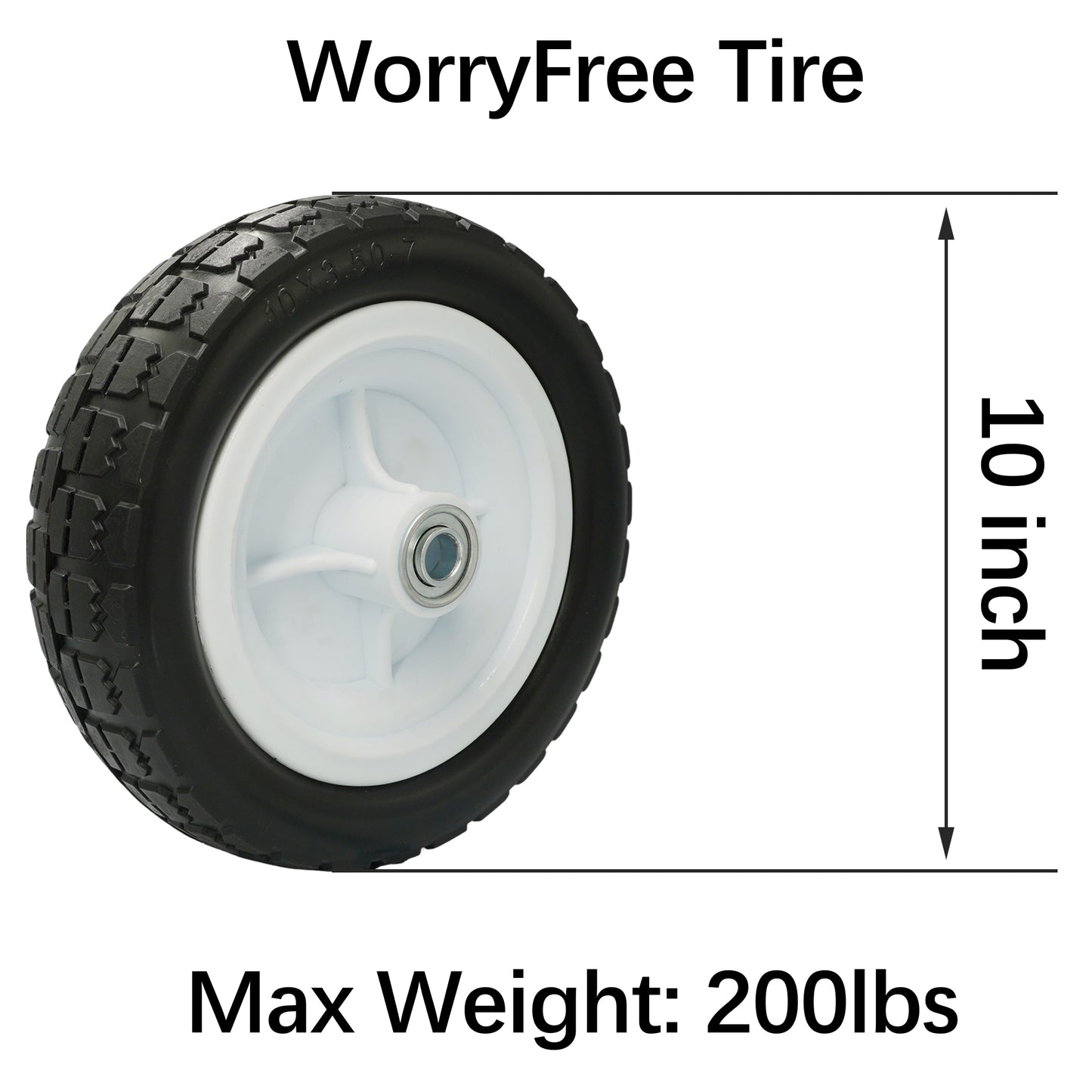 10 in. 4.10/3.50-7 Worry-Free Tire with Polyurethane Hub