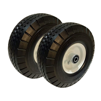 4.10/3.50-4 Tire and Wheel with 1/2 Bore, 2.25" Offset Hub 3-4” Center Hub 10 inch Solid Tire(Set of 2)