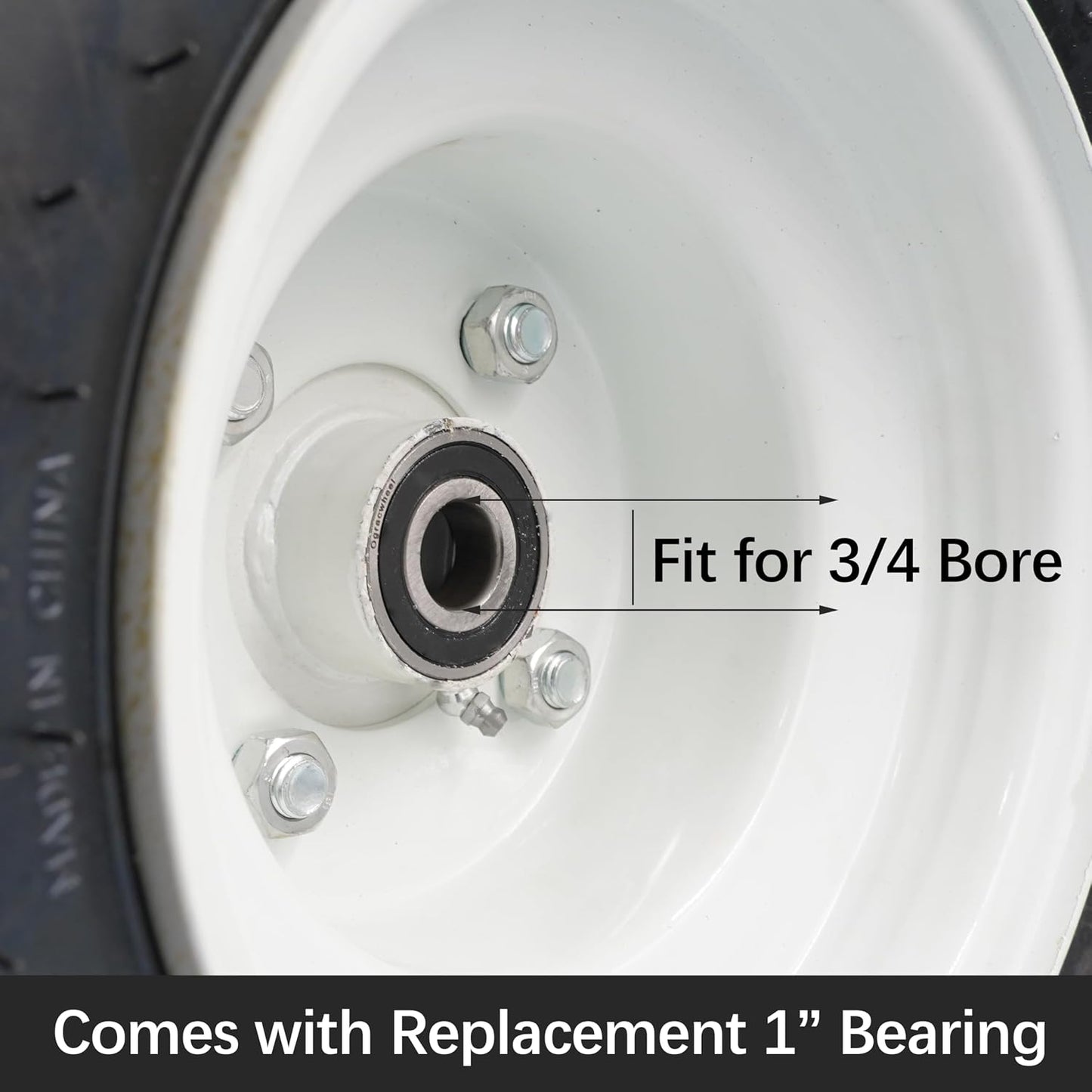 18x8.50-8 Lawn Mower Tire and Wheel with 3/4 & 1” Bearings, 3” Center Hub 18X850-8 Tire on Rim for Lawnmower Golf Cart Garden Tractor, 18 inch Tubeless Wheel Assembly Combo, 4PR