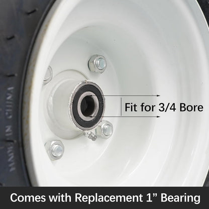 18x8.50-8 Lawn Mower Tire and Wheel with 3/4 & 1” Bearings, 3” Center Hub 18X850-8 Tire on Rim for Lawnmower Golf Cart Garden Tractor, 18 inch Tubeless Wheel Assembly Combo, 4PR