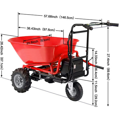 Electric Wheelbarrow, 48V28Ah 500W Capacity 500lbs (230kg)