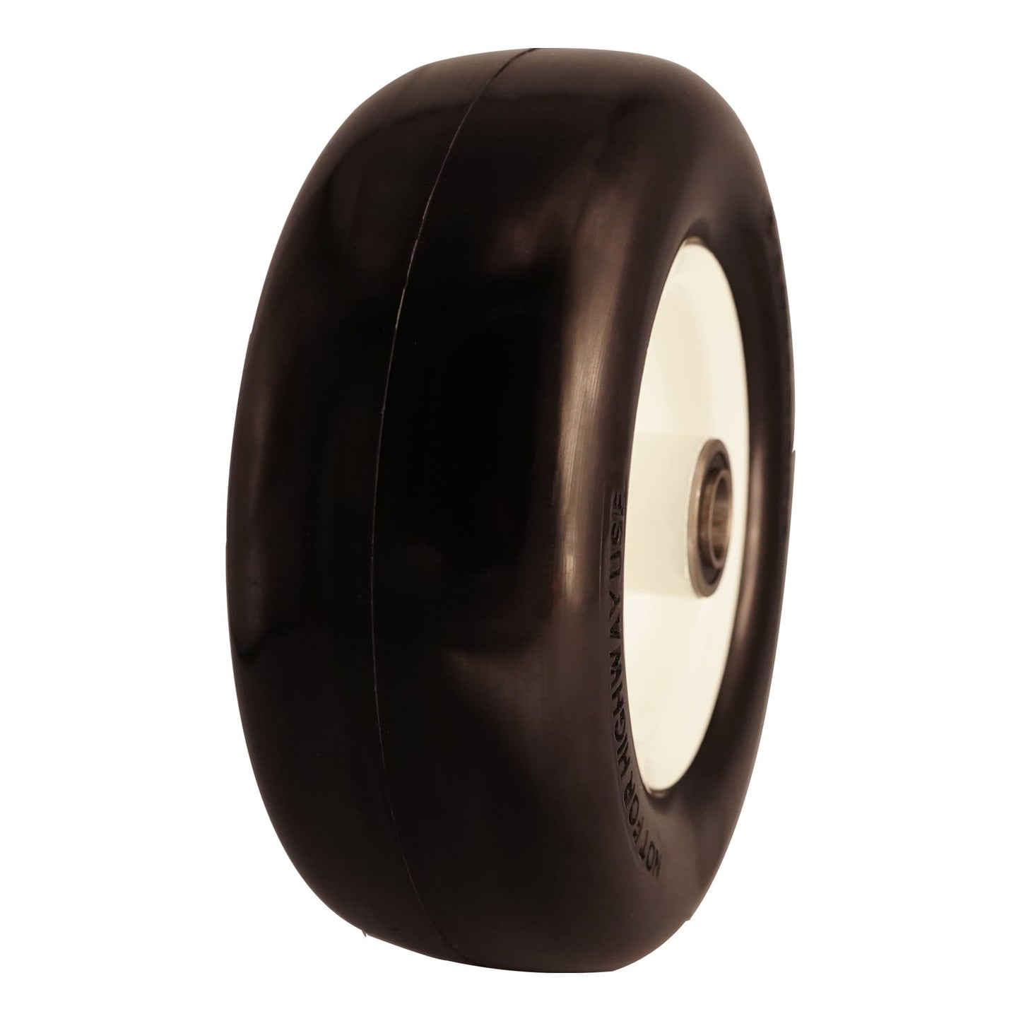 8x3.00-4 Flat Free Tire with 3/4 & 5/8 Bearings, 3.25-4.75” Center Hub for Zero Turn Walk-Behind Wheel