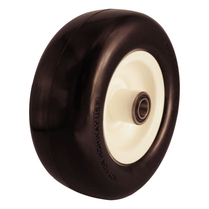 8x3.00-4 Flat Free Tire with 3/4 & 5/8 Bearings, 3.25-4.75” Center Hub for Zero Turn Walk-Behind Wheel